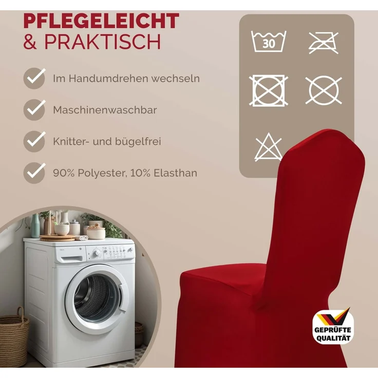 DETEX® 10er Set Stuhlhussen Stuhlbezug Stretch Bordeaux Rot Weihnachten – Bild 5