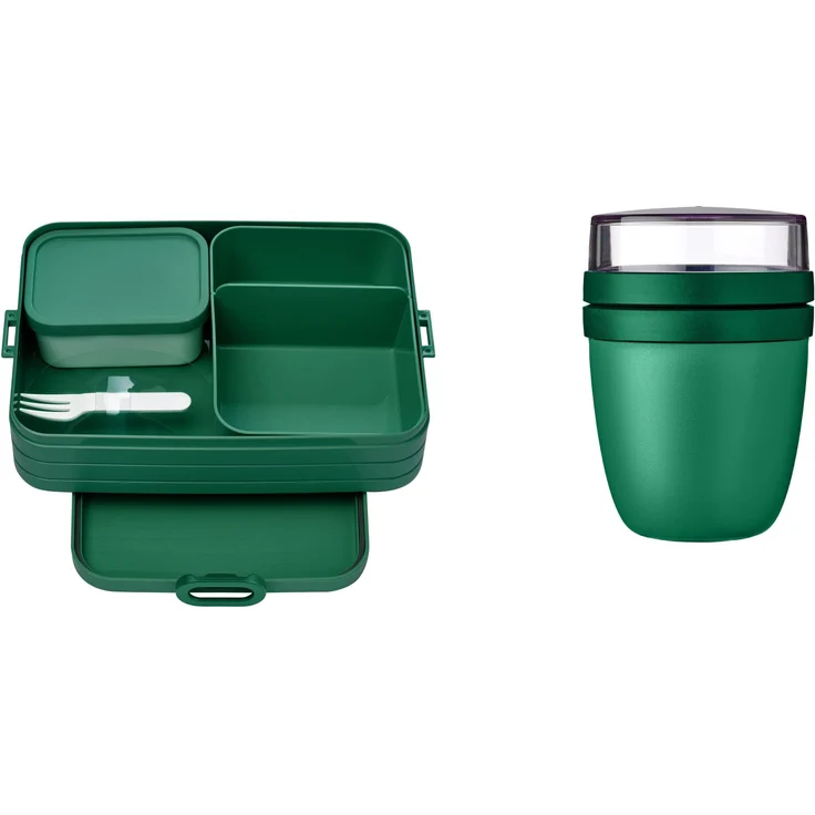 Mepal 2-tlg. Lunch to go Set - Lunchbox Take A break Large mit Lunchpot - praktischer Müslibecher - Brotdose mit Fächern, geeignet für bis zu 8 Butterbrote - Vivid Green – Bild 1