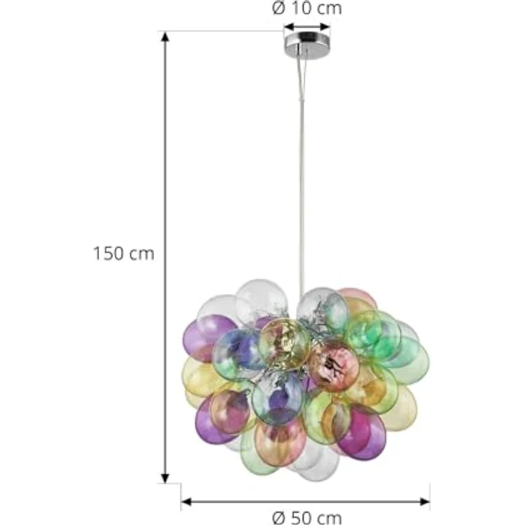 Lucande Hängeleuchte Diborah, Ø 50 cm, bunte Glaspendelleuchte mit G9-Fassung – Bild 3