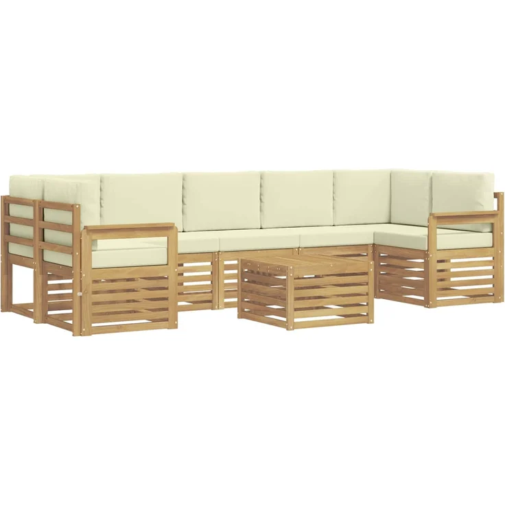 vidaXL Outdoor-Sofagarnitur 8 stk. 7-Sitzer Weiß und Creme Polyester 3391540 – Bild 2