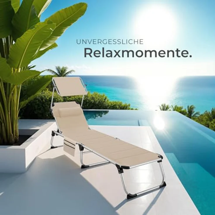 tectake Gartenliege Sonnenliege, 1, 1 St, 1tlg, gepolstert, klappbar – Bild 9