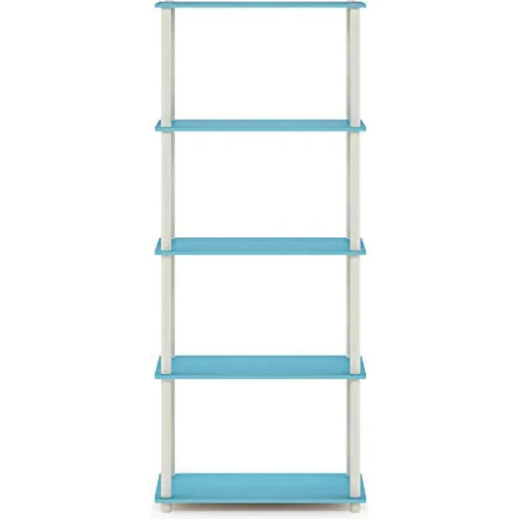 Furinno 5-Ebenen Mehrzweck-Regal, holz, Hellblau/Weiß, 29. 46x59. 94x145. 8 cm – Bild 6