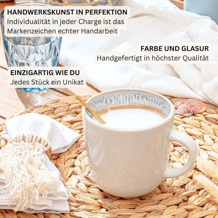 SÄNGER Steingut Kaffeebecher Kreta 6 teilig – Bild 5