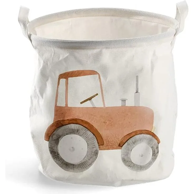 Aufbewahrungskorb Traktor - Canvas, Weiß - Ø 30cm