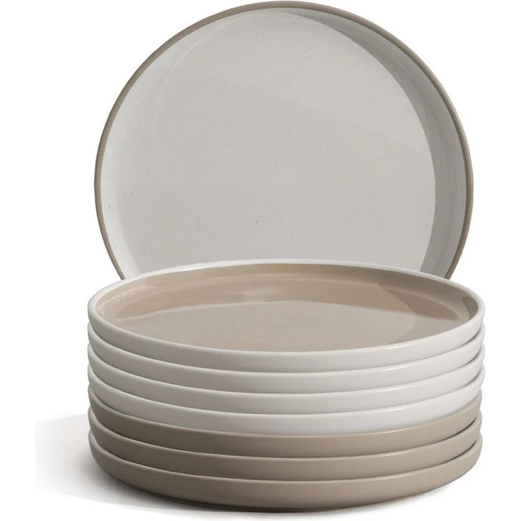 Hausfelder Geschirr-Set Steingut Teller Set 8 Personen Mix, Shadow Stone/Nordic Sand (8-tlg), 8 Personen, Steinzeug, spülmaschinen- & mikrowellengeeignet, Reaktivglasur – Bild 5