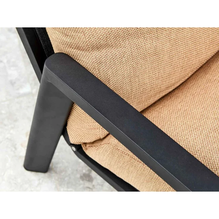 Gartensessel Slide von Brafab aus Aluminium mit verstellbarer Rückenlehne, modern, Schwarz Braun, inkl. Kissen – Bild 9