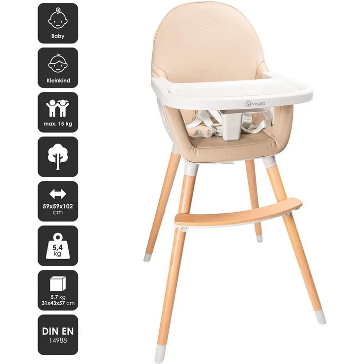 BabyGo Hochstuhl Skandi mitwachsend beige – Bild 1