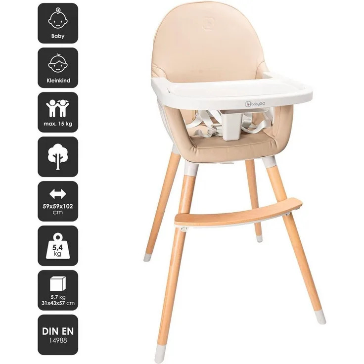 BabyGo Hochstuhl Skandi mitwachsend beige