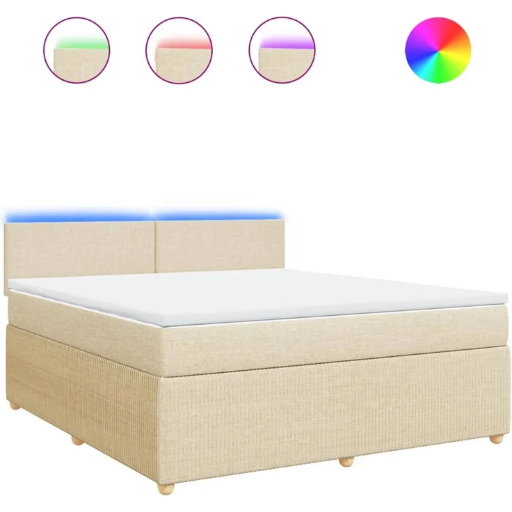 vidaXL Boxspringbett mit Matratze Creme 180x200 cm Stoff 3289833 – Bild 2
