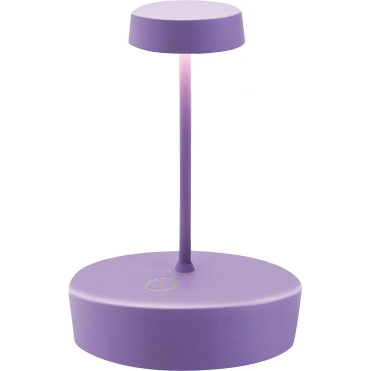 Zafferano, Swap Mini Lampe, Wiederaufladbare und Kabellose Tischlampe mit Touch Control, Geeignet für den Innen- und Außenbereich, Dimmer, 2700 K, Höhe 14,8 cm, Farbe Lilac