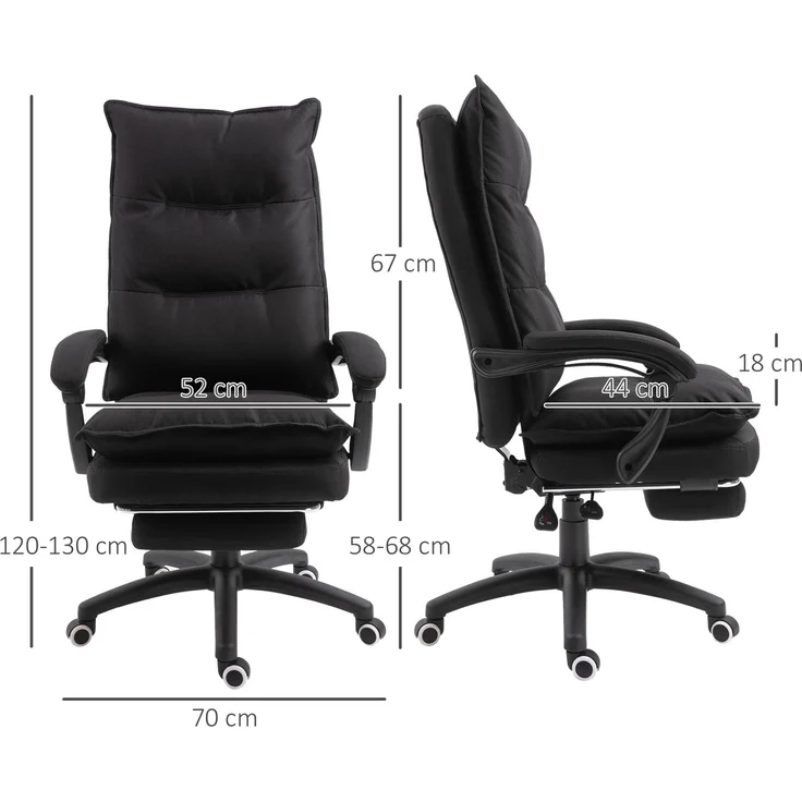 MELAYR, Bürostuhl mit Massagefunktion, Ergonomischer Stuhl mit verstellbarer Höhe, 76 x 38 x 64 cm, Schwarz – Bild 5