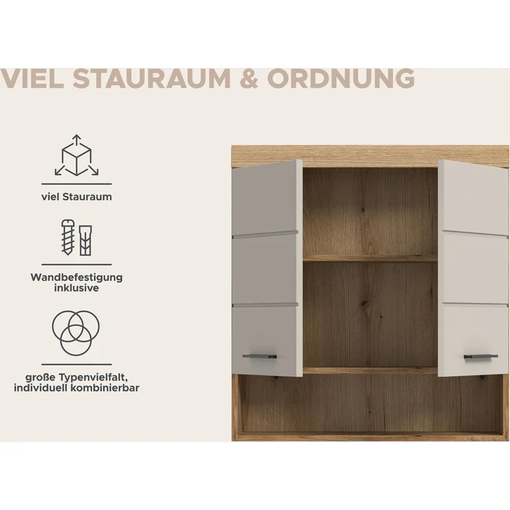 Hängeschrank B/H/T: 74x79x24 cm in Evoak Oak Nachbildung – Bild 8