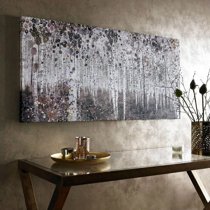 Art for the home Leinwandbild Birkenwald, Wald, Aquarell Wald 60x120 cm – Bild 1