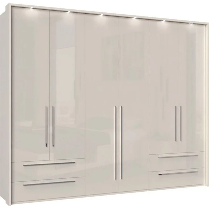 Places of Style Kleiderschrank Piano Schlafzimmerschrank Premium Qualität mit LED beige, UV lackiert, hochglänzend, in 2 Breiten mit 4 Schubladen – Bild 4