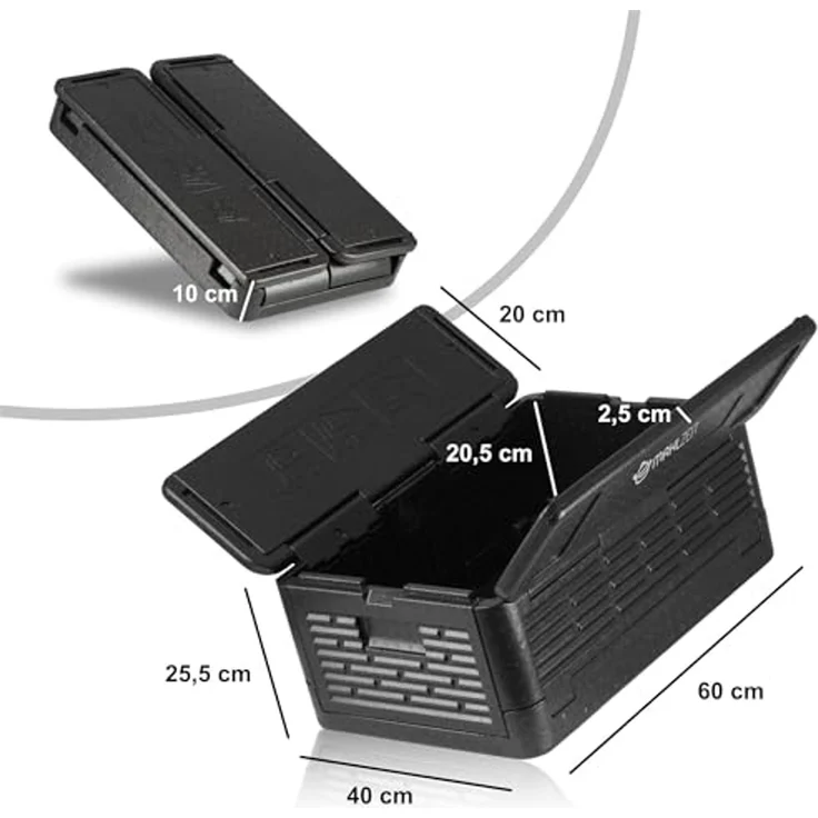 Mahlzeit Thermobehälter Thermobox faltbar, 60 x 40 x 25,5cm 40 L, Schwarz, Styroporbox, Styropor – Bild 2