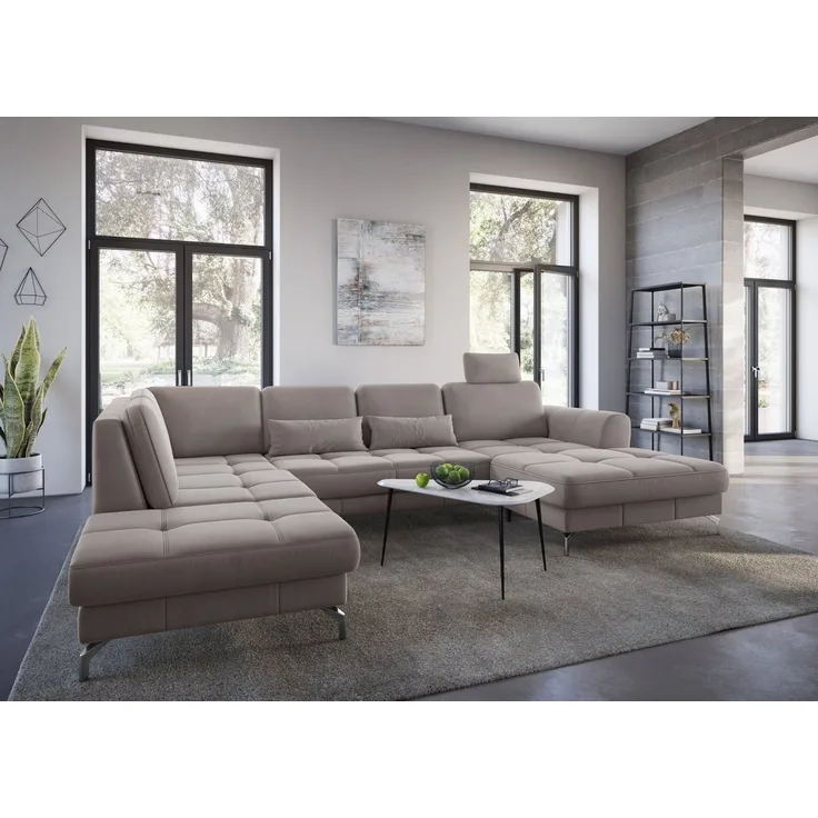 sit&more Wohnlandschaft Bendigo U-Form, inklusive Sitztiefenverstellung, Bodenfreiheit 12 cm, in 2 Fußfarben