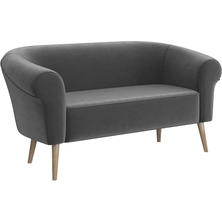 MEBLINI Mini Sofa 2-Sitzer für Wohnzimmer - Mini Lounge für zwei Personen - Küchensofa - Sofa Klein - EMILIA - 2 - Dunkelgrau Samt