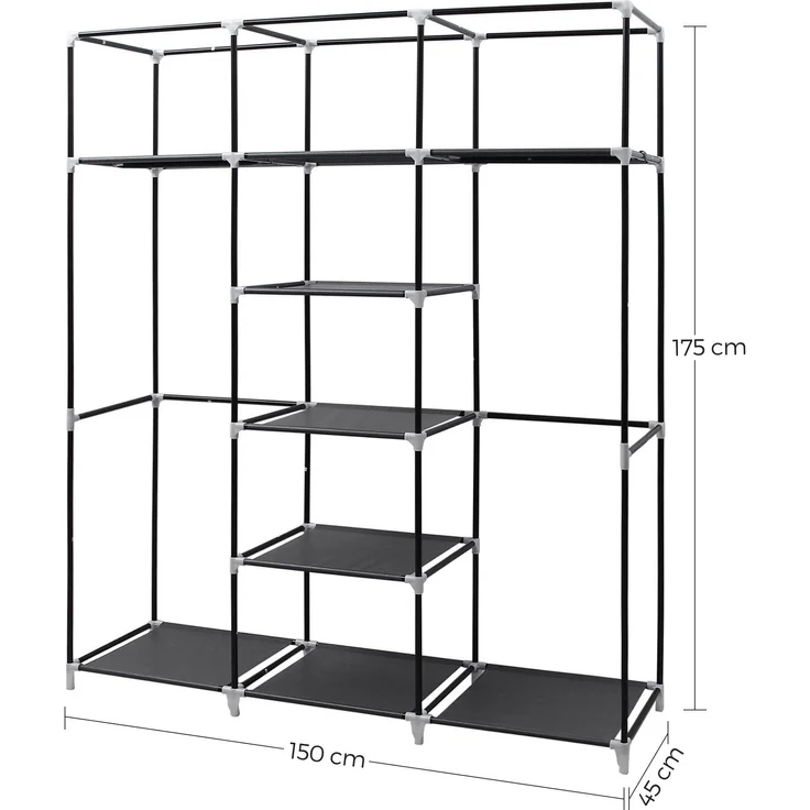 Songmics 'RYG12B' Stoffschrank mit 2 Kleiderstangen, schwarz, 175 x 150 x 45 cm – Bild 4