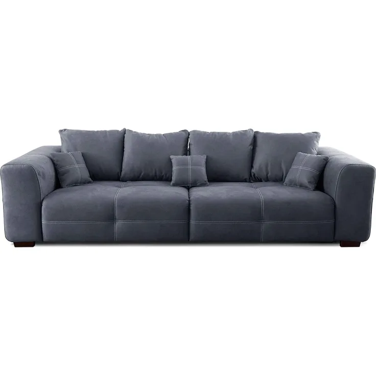 Cavadore Big Sofa Mavericco / XXL Couch im modernen Design / Inklusive Rückenkissen und Zierkissen / 287 x 69 x 108 cm (BxHxT) / Mikrofaser Grau