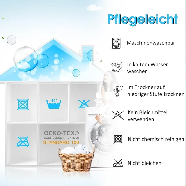 Wasserdichter Matratzenschoner 90x200cm Spannbettlaken Dunkelblau – Bild 6