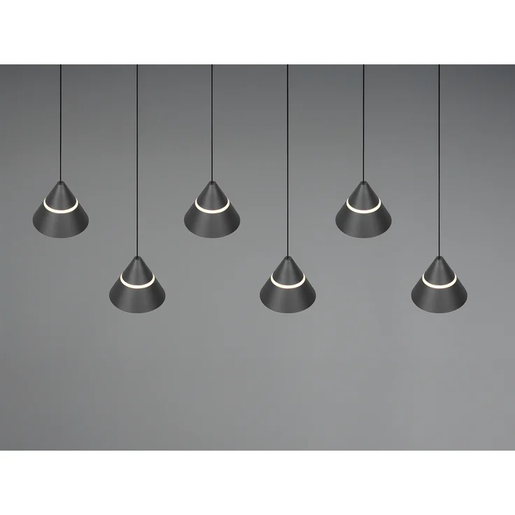 LED Pendelleuchte ROMEO höhenverstellbar, 6-flammig Schwarz, Breite 75cm – Bild 7