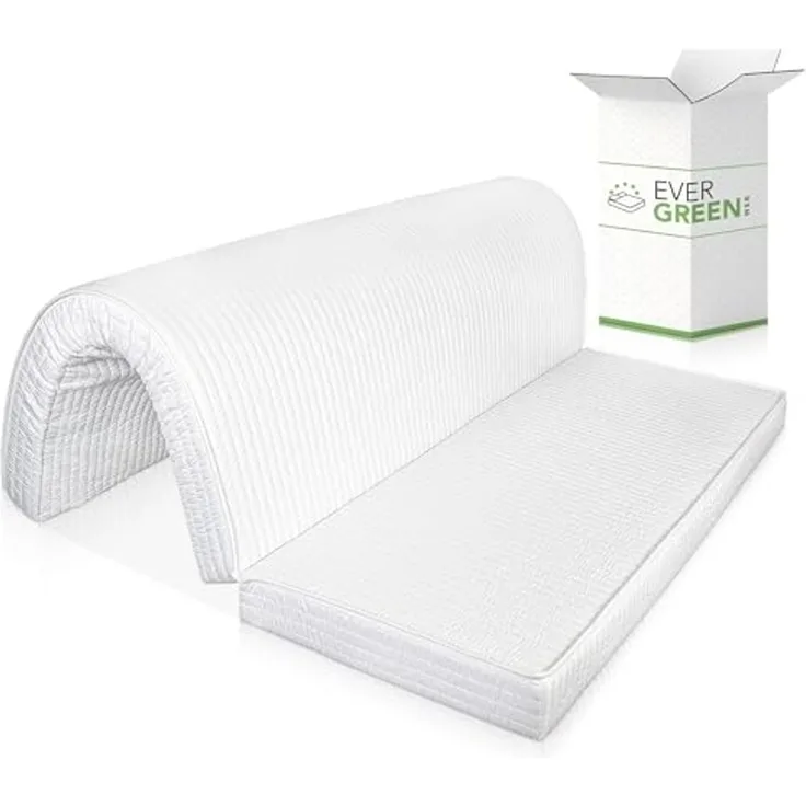 EVERGREENWEB Doppelmatratze für Schlafsofa,10 cm hoch, Faltbare Matratze mit gemütlichem Sitz, orthopädische Matratze aus Polyurethan, weiße hypoallergene Beschichtung, mit Befestigungsbänder140X190