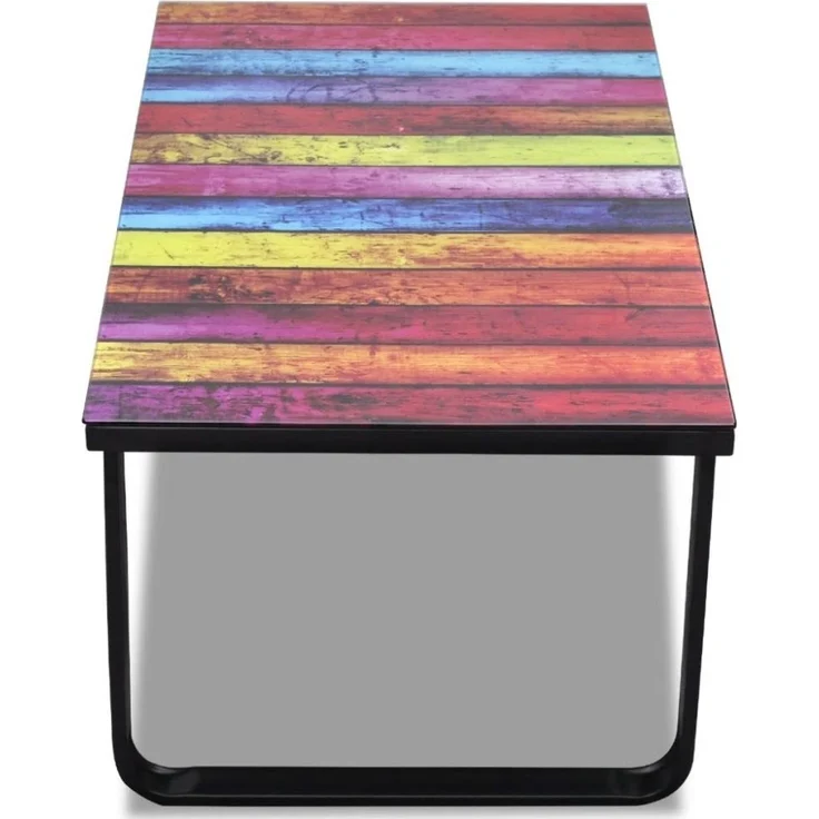 vidaXL Couchtisch mit Glasplatte Regenbogen-Aufdruck 241175 – Bild 2