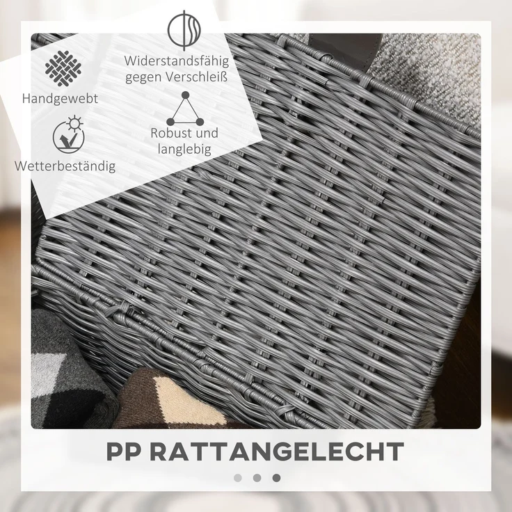 3er-Set Aufbewahrungskörbe aus PE-Rattan, mit Verschluss, getragen, 35,5 cm x 28,5 cm x 18 cm, Grau--Grau--18x28.5x35.5cm--YOUDENOVA – Bild 6