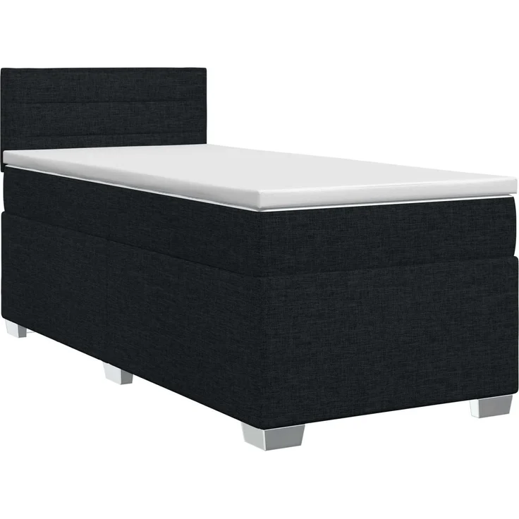 vidaXL Boxspringbett mit Matratze Schwarz 90 x 200 cm Stoff 3450385 – Bild 2