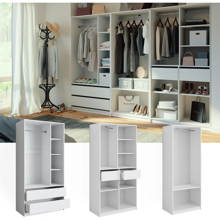 Kleiderschrank Elmo Weiß 280 x 200 cm 3er Set Vicco – Bild 2