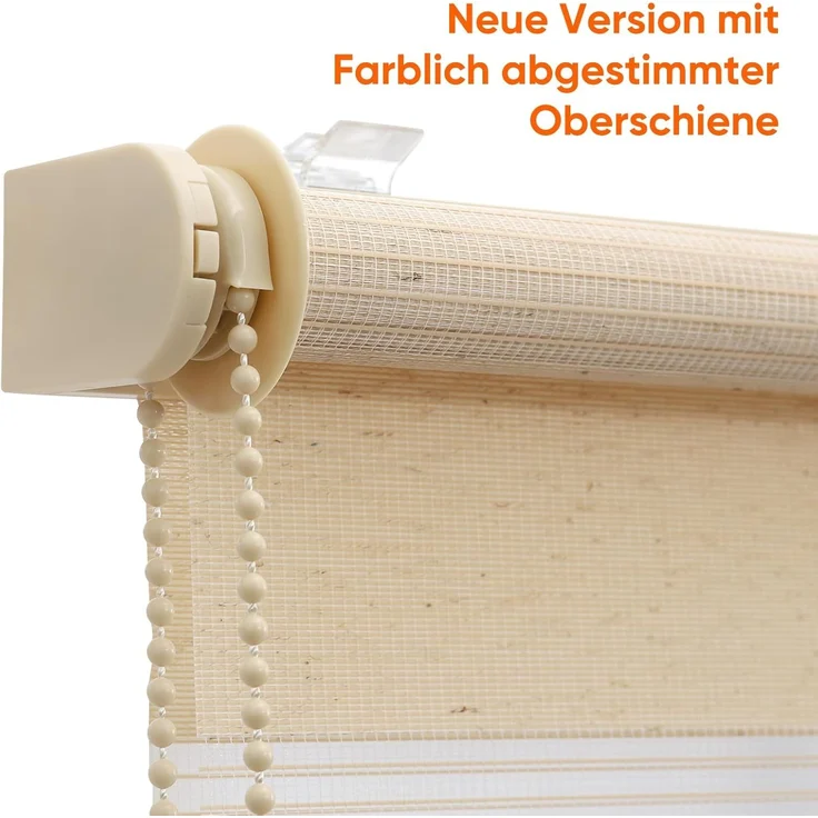 Sekey Doppelrollo Klemmfix ohne Bohren für Fenster, Doppelrollo 60 cm breit, Duo Rollo Jalousie Sonnenschutz, 60x100 cm, Gelbleinen – Bild 8