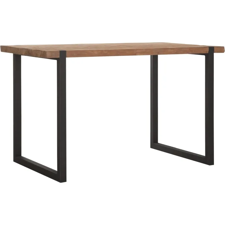 Bartisch Beam aus recyceltem Teakholz, modernes Design, Natur, Metallgestell Schwarz, 150 cm