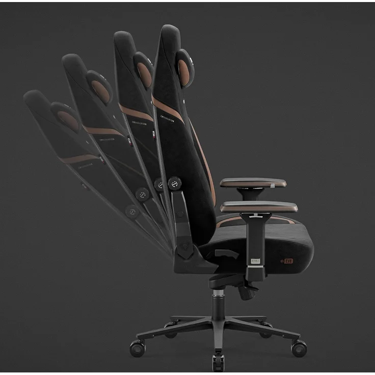 Diablo Ergonomischer Gaming Stuhl aus Stoff – Gaming Chair mit 4D Armlehnen, magnetischem Kopfkissen, Lendenwirbelstütze und atmungsaktiver Polsterung, 140 kg Ultra Black – Bild 4
