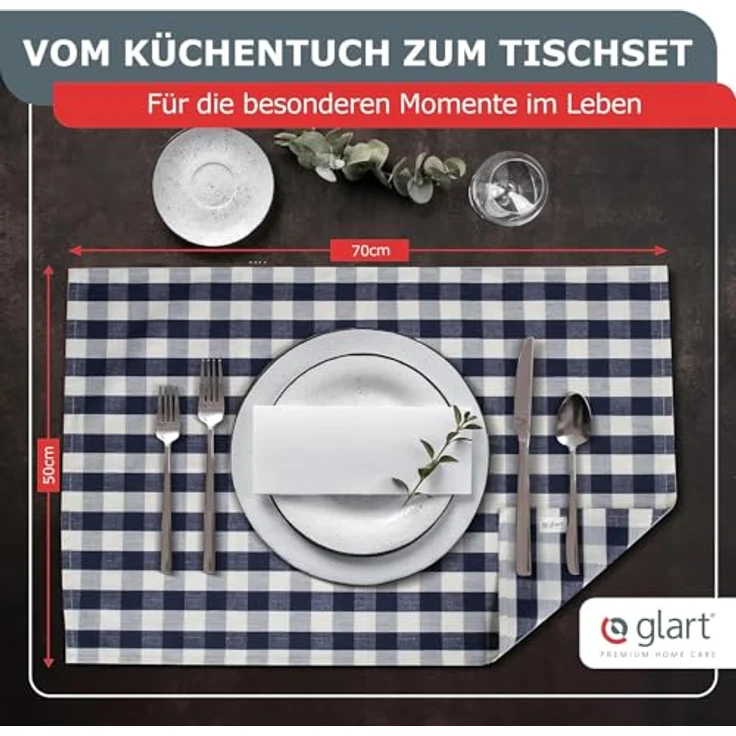 Glart 48KV1 Geschirrtücher Set – 5 Stück à 50x70 cm – 100 % Baumwolle – 300 GSM – Oeko-TEX Zertifiziert – Lila kariert – Küchenhandtücher spülmaschinenfest – Bild 7