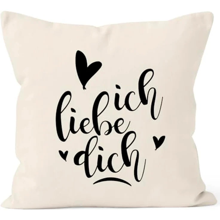 MoonWorks Dekokissen Kissenbezug Ich liebe Dich I love You Liebe Love Geschenk Frau Freundin Mann Freund Zuneigung Kissen-Hülle Deko-Kissen Baumwolle MoonWorks® – Bild 2