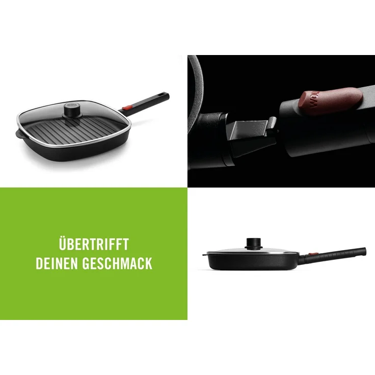 WOLL MADE IN GERMANY Grillpfanne Logic inkl. Deckel, Aluminiumguss, Abnehmbarer Stiel – Bild 1