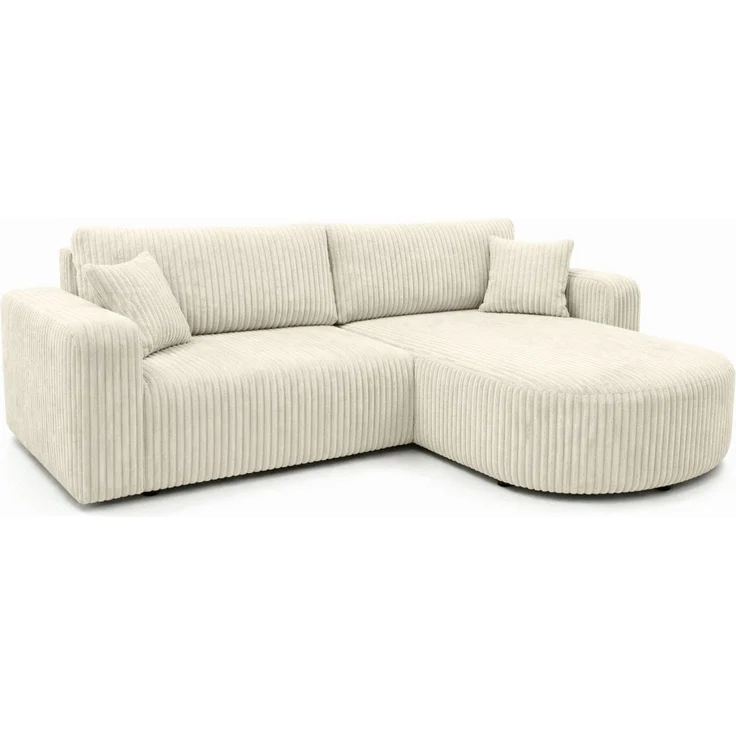 Kaiser Möbel Ecksofa mit Schlaffunktion für Wohnzimmer, Cordstoff Tilia, ROUND ONE, abgerundete Form, Liegefunktion, Stauraum, modernes Design – Bild 3
