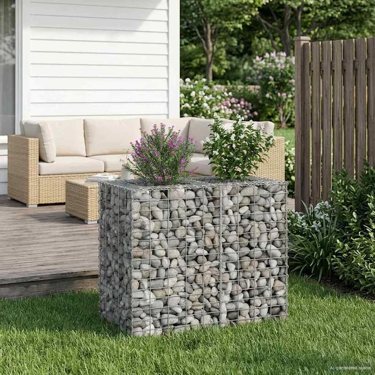 vidaXL Gabionen-Hochbeet 90 x 50 x 80 cm Verzinkter Stahl Silber 42033327 – Bild 5