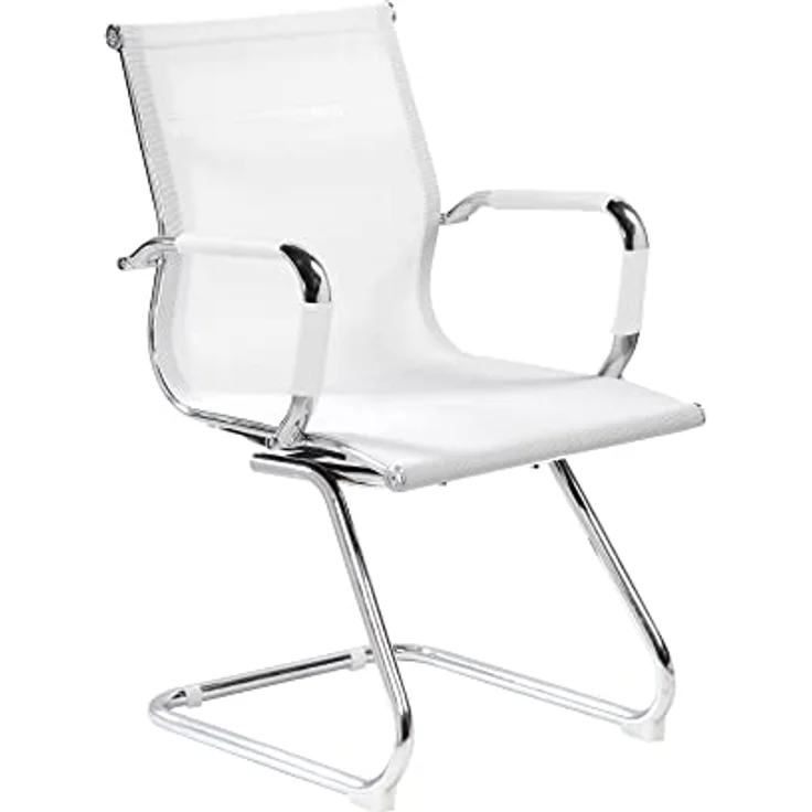 Dmora - Stuhl Maitland, Büro-Wartezimmersitz mit Armlehnen, Ergonomischer Wartesitz, 62x54h89 cm, Weiß – Bild 2