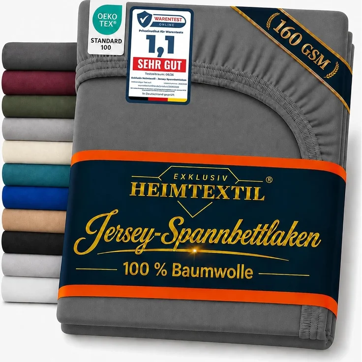 Jersey Spannbettlaken Deluxe 90 - 100 x 200 cm Anthrazit – Bild 1