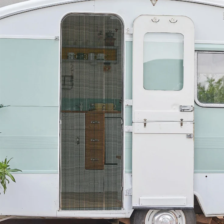 Fadenvorhang ( 56x185cm ) in Schwarz - inkl. Gardinenstange "einfache Montage" - in , Caravan Camping Fadengardine ideal für Wohnwagen / Wohmobil – Bild 4