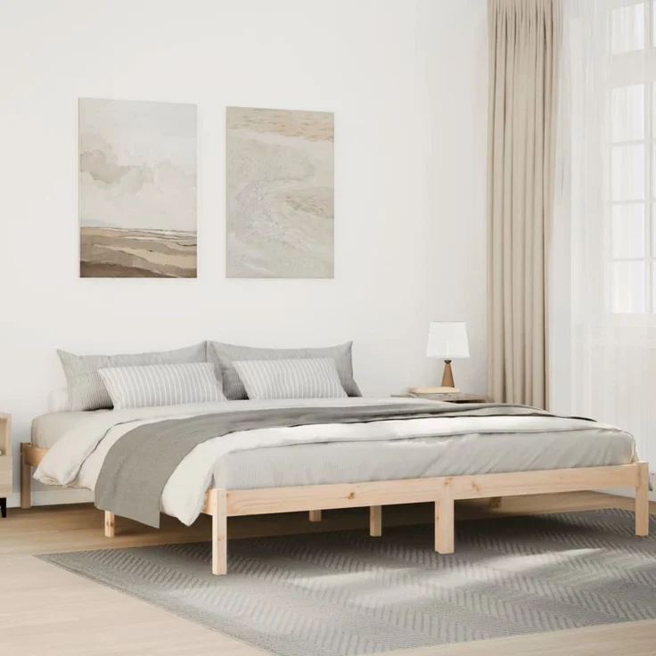 vidaXL Massivholzbett Extra Lang ohne Matratze 180x220 Kiefernholz 852424 – Bild 1