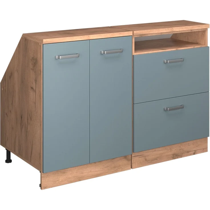 Küchenschrank für Dachschrägen R-Line Blau-Grau 120 cm 2er Set Schrankkorpuss 60 cm Tiefe Vicco – Bild 1