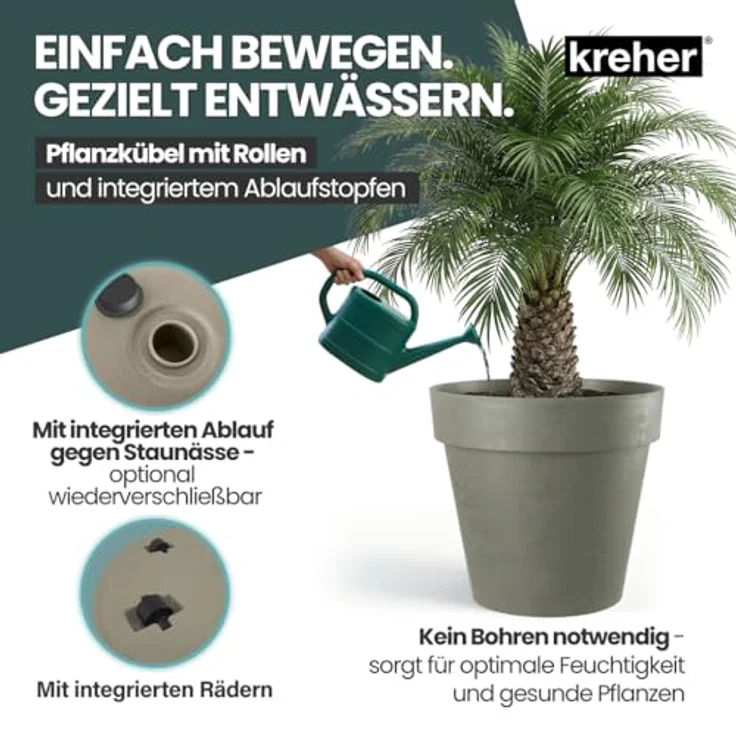 Kreher Pflanzkübel Rollbarer XXL Pflanzkübel "LIKE" Ø 79 cm in verschiedenen Farben (2 St) – Bild 7