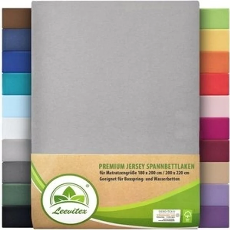 leevitex® Spannbettlaken Premium 195, Gummizug: Rundum, blickdicht, Anti-Pilling, 97% Baumwolle, 3% Elasthan, 40 cm Steg – Bild 6