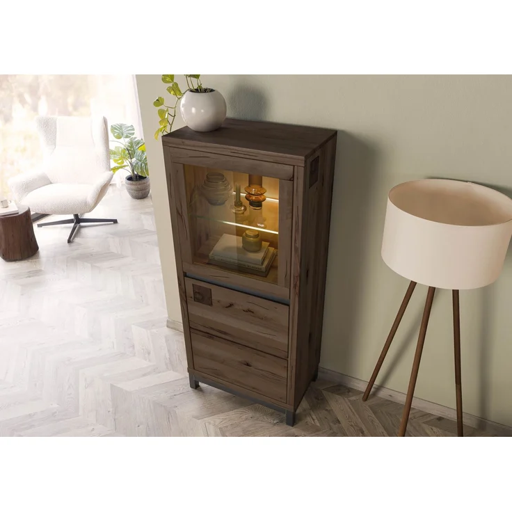 Vitrine Kernbuche 65 x 40 x 148 tabacco braun geölt VILLANDERS #204 – Bild 2