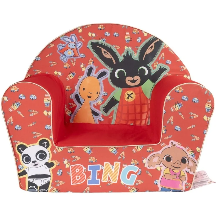 Bing Kindersessel – bequem und sicher, lustiges Design mit Bing und Flop – perfekt für Kinderzimmer und Spiel-Ecken (rot) – Bild 1