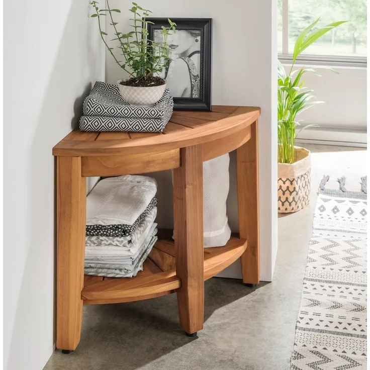 Destiny Ablageelement »SPA & LIVING«, Eckregal halbrund 40x40x44,5 cm, Teak