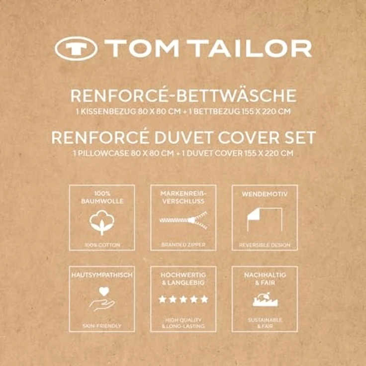 TOM TAILOR HOME Bettwäsche LARGE CHECK in Gr. 135x200cm oder 155x220cm, Renforcé, 2 teilig, new bedroom, gewebtes Label – Bild 6
