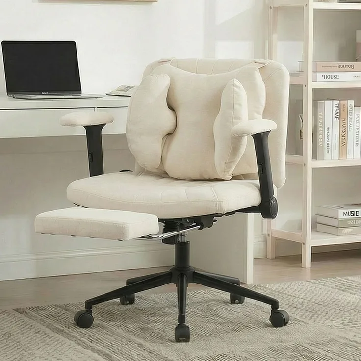 Bürostuhl, Drehstuhl, höhenverstellbarer Schreibtischstuhl mit Fußstütze, Belastbarkeit 150 kg, Gaming-Stuhl mit Armlehnen und Rollen, beige--Beige--86 x 55 x 80 cm--CHENHAONING